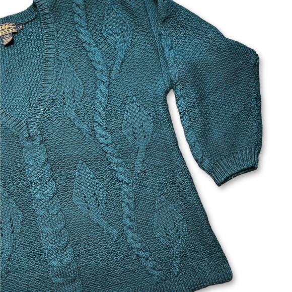 Vintage Chunky Wool Blend Green Grandpa Sweater Large Eddie Bauer - Picture 6 of 6